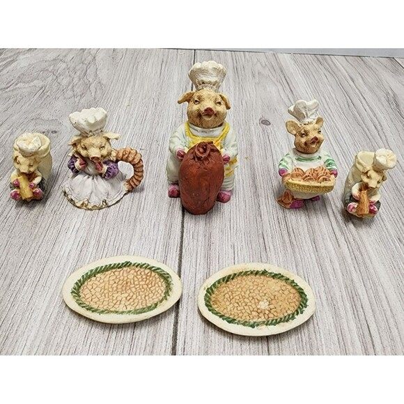 Chef Piggy Statues Mini Set of 7 - Picture 1 of 7
